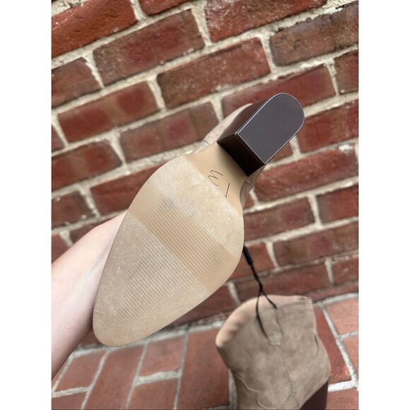 Ann Taylor Loft $140 suede heeled Western Boots in mushroom women's 8.5 NEW - Picture 10 of 11